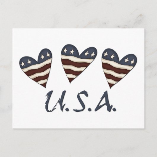 Flag Hearts Patriottisch Briefkaart (Voorkant)