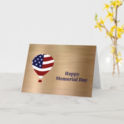 Flag Hot Air Ballon Gold Memorial Day Kaart (Gele Bloem)