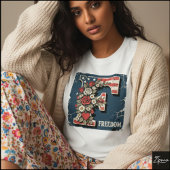 Flag Letter F Roses Freedom Monogram T-shirt