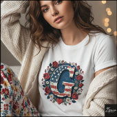 Flag Letter G Roses Wreath Monogram T-shirt