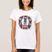Flag Letter I Roses Heart Wreath T-shirt (Voorkant)