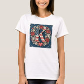 Flag Letter K Roses Heart Wreath T-shirt (Voorkant)