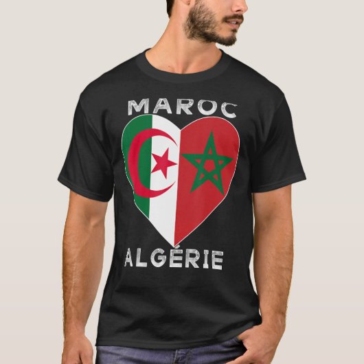 Flag Love Marokko Algerije, ik hou van Marokko Alg T-shirt (Voorkant)