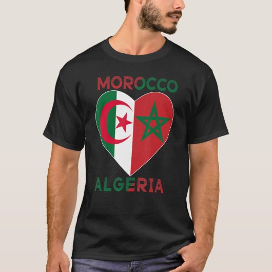Flag Love Marokko Algerije, ik hou van Marokko Alg T-shirt (Voorkant)