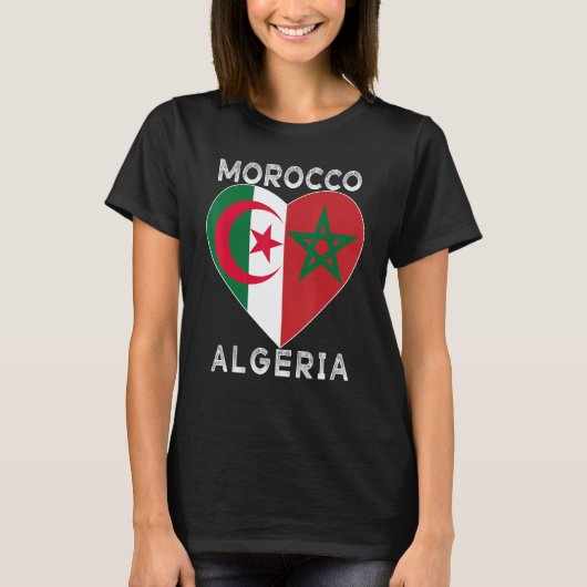 Flag Love Morocco Algeria I Love Morocco Algeria S T-shirt (Voorkant)