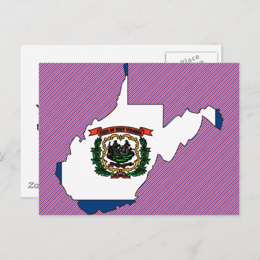 Flag Map West Virginia Briefkaart (Voorkant / Achterkant)