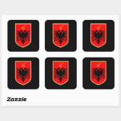 Flag of Albania, Albanian Coat of Arms Vierkante Sticker (Vel)