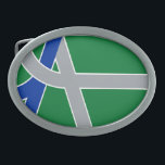 Flag of Albany, Oregon Gesp<br><div class="desc">Belt Buckle with a design with the flag of Albany,  Oregon. A green,  gray,  and blue flag</div>