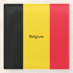 Flag of Belgium Glazen Onderzetter<br><div class="desc">Flag of Belgium,  labeled</div>