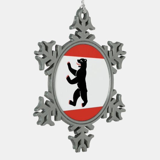 Flag of Berlin Tin Sneeuwvlok Ornament (Links)