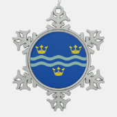 Flag of Cambridgeshire Tin Sneeuwvlok Ornament (Voorkant)
