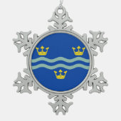 Flag of Cambridgeshire Tin Sneeuwvlok Ornament (Voorkant)
