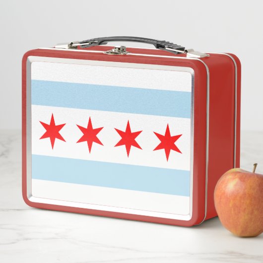 Flag of Chicago, Illinois Metal Lunch Box (In situ)