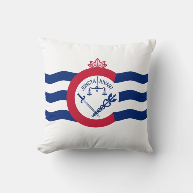 Flag of Cincinnati, Ohio Throw Pillow Kussen (Voorkant)