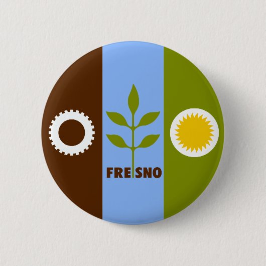 Flag of city of Fresno, California Pinback Button (Voorkant)