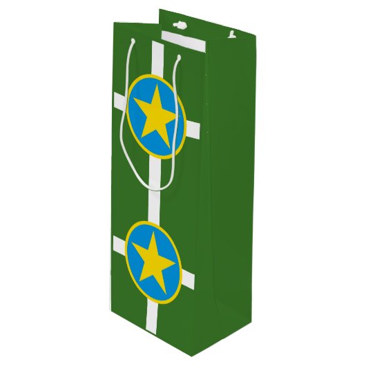 Flag of city of Jackson, Mississippi Wine Gift Bag Wijn Cadeautas (Voorkant Gekanteld)