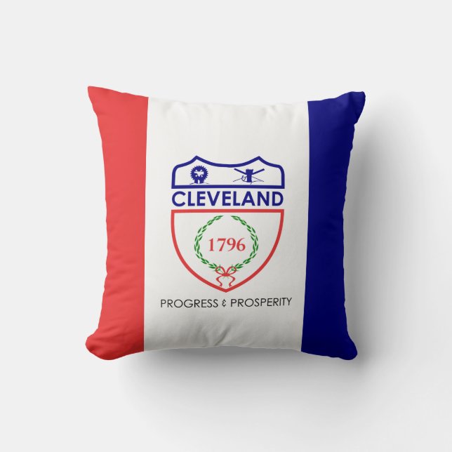 Flag of Cleveland, Ohio Throw Pillow Kussen (Voorkant)
