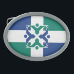 Flag of Columbia, Missouri Gesp<br><div class="desc">Belt Buckle with a design with the flag of Columbia,  Missouri. A blue and green flag with a white cross</div>