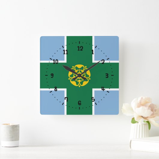 Flag of Derbyshire Square Wall Clock Vierkante Klok (Huis)