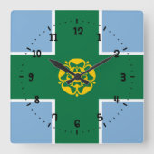 Flag of Derbyshire Square Wall Clock Vierkante Klok (Voorkant)
