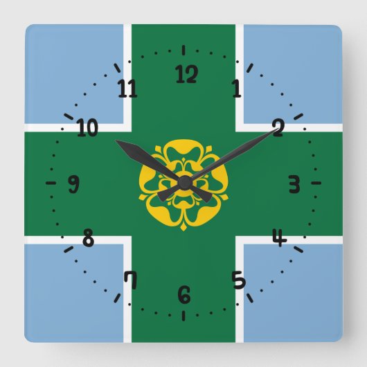 Flag of Derbyshire Square Wall Clock Vierkante Klok (Voorkant)