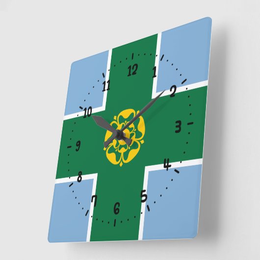 Flag of Derbyshire Square Wall Clock Vierkante Klok (Hoek)