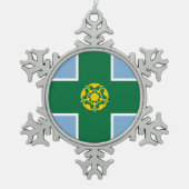 Flag of Derbyshire Tin Sneeuwvlok Ornament (Voorkant)