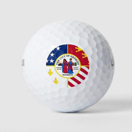 Flag of Detroit, Michigan Golf Balls Golfballen (Voorkant)