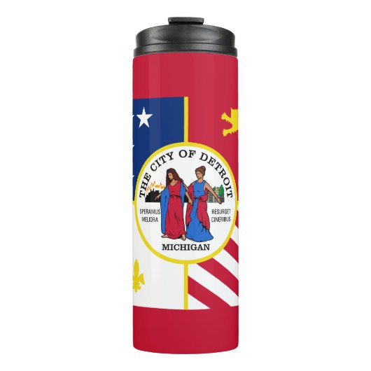 Flag of Detroit, Michigan Thermal Tumbler Thermosbeker (Voorkant)