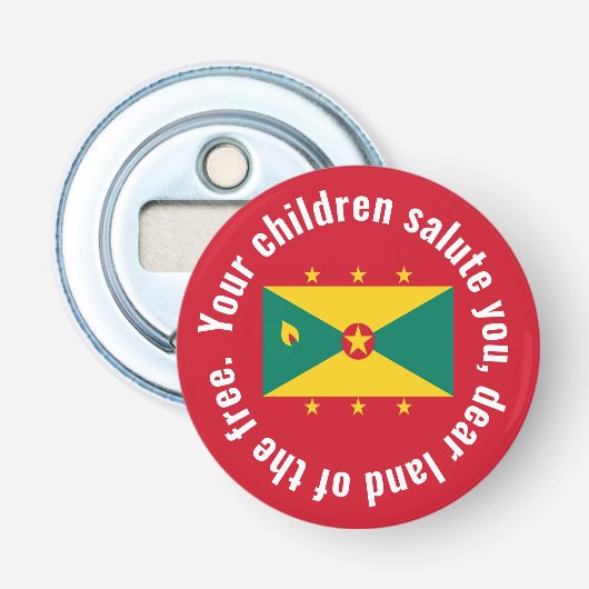 Flag of Guyana National Anthem Red Green Yellow Button Flesopener (Voorkant)