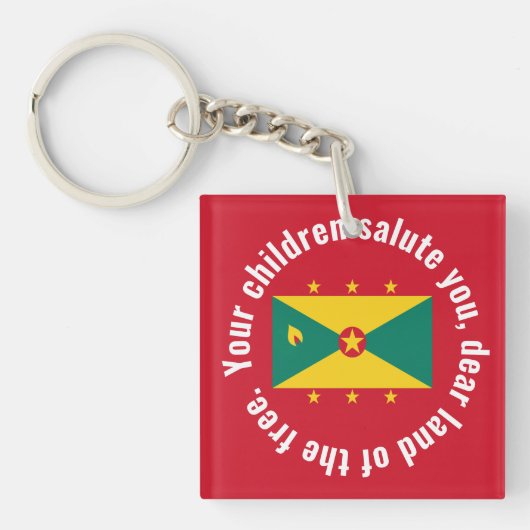 Flag of Guyana National Anthem Red Green Yellow Sleutelhanger (voorkant)
