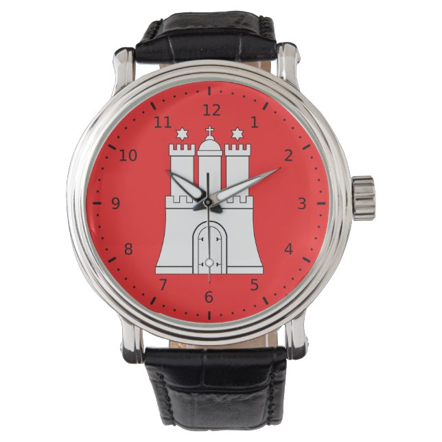 Flag of Hamburg Watch Horloge (Voorkant)