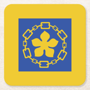 Flag of Hamilton, Ontario Square Paper Coaster Kartonnen Onderzetters