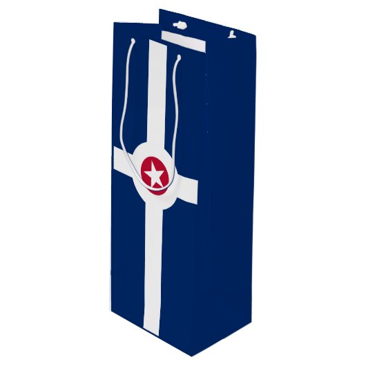 Flag of Indianapolis, Indiana Wine Gift Bag Wijn Cadeautas (Voorkant Gekanteld)