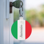 Flag of Italy name monogram Sleutelhanger<br><div class="desc">The colors of the Italian flag,  green,  white and red in veritcal stripes. Personalize and add your name,  black colored letters.</div>