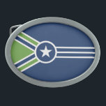 Flag of Jackson, Tennessee Gesp<br><div class="desc">Belt Buckle with a design with the flag of Jackson,  Tennessee. A blue,  green,  and white flag</div>