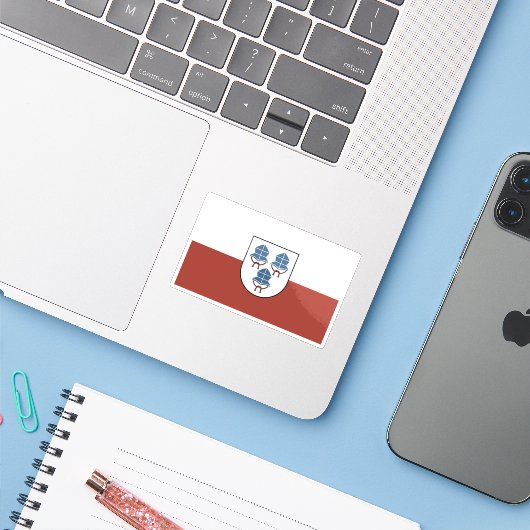 Flag of Landshut, Germany Sticker (Laptop met iPhone)