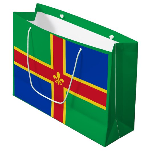 Flag of Lincolnshire Large Gift Bag Groot Cadeauzakje (Voorkant Gekanteld)
