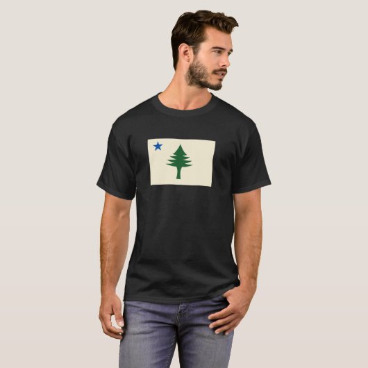 Flag of Maine 1901 Maine State Flag Pine Tree Stat T-shirt (Voorkant volledig)