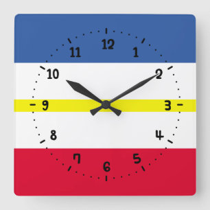 Flag of Mecklenburg Square Wall Clock Vierkante Klok