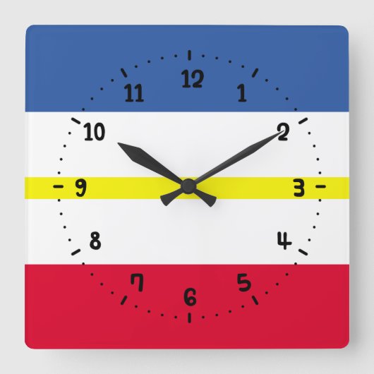 Flag of Mecklenburg Square Wall Clock Vierkante Klok (Voorkant)