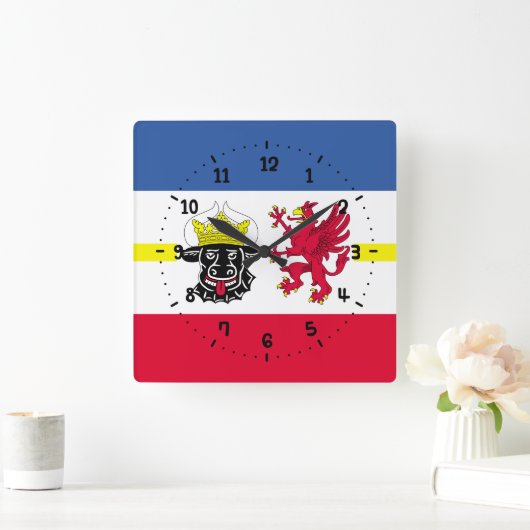 Flag of Mecklenburg Square Wall Clock Vierkante Klok (Huis)