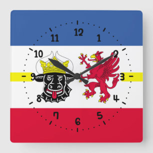 Flag of Mecklenburg Square Wall Clock Vierkante Klok