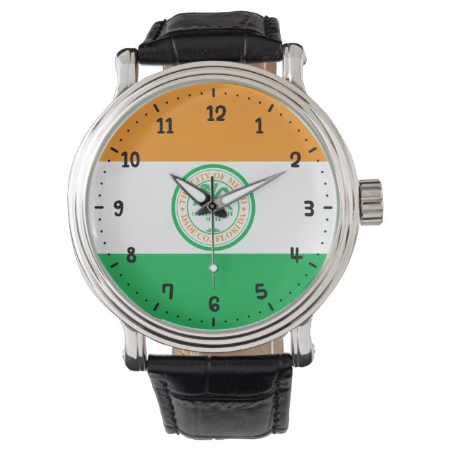 Flag of Miami, Florida Wrist Watch Horloge (Voorkant)