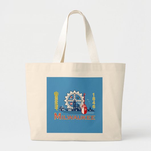 Flag of Milwaukee, Wisconsin  Grote Tote Bag (Voorkant)