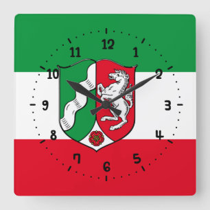 Flag of North-Rhine Westphalia Square Wall Clock Vierkante Klok