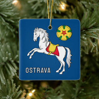 Flag of Ostrava, Czech Republic Keramisch Ornament