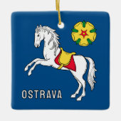 Flag of Ostrava, Czech Republic Keramisch Ornament (Voorkant)