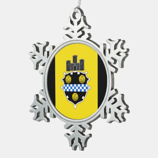 Flag of Pittsburgh, Pennsylvania Snowflake Pewter  Tin Sneeuwvlok Ornament (Rechts)