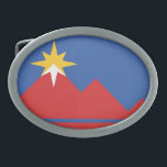 Flag of Pocatello, Idaho Gesp<br><div class="desc">Belt Buckle with a design with the flag of Pocatello,  Idaho. A blue flag with red mountains and a yellow star</div>